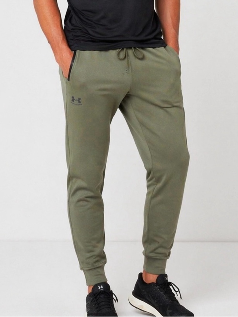 Under Armour Joggers Men’s Medium Green Athletic Sweatpants Zip Pocket Loose Fit